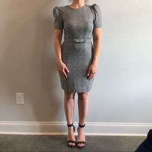 Express black&white houndstooth plaid print dress